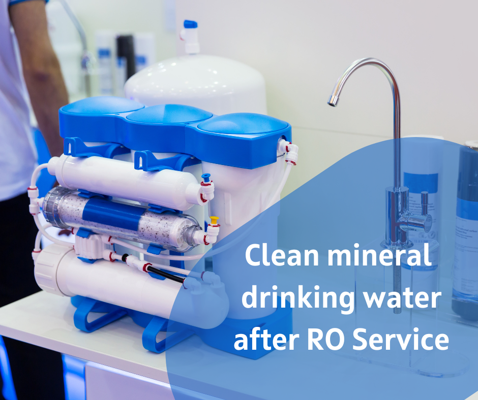 Clean mineral drinking water after RO Service